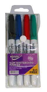 Supreme Whiteboard Markers Slim Asstd 4 