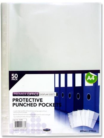 Premier A4 Multi Punched Pockets 50 Pack